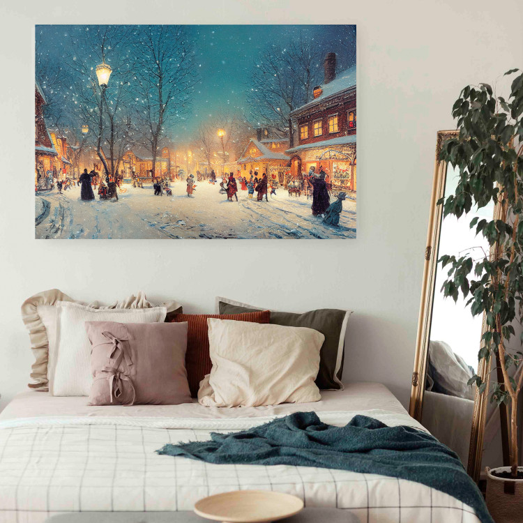 Poster Winter Postcard - A Snowy Street Lit up With Retro Lanterns 151869 additionalImage 15