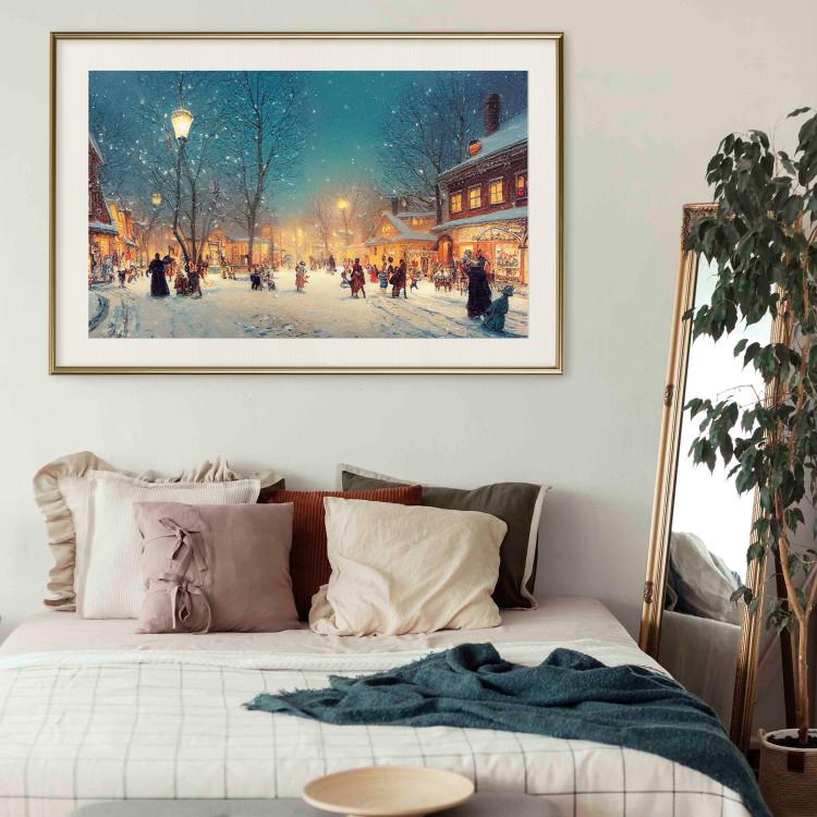 Poster Winter Postcard - A Snowy Street Lit up With Retro Lanterns 151869 additionalImage 20