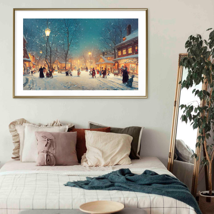 Poster Winter Postcard - A Snowy Street Lit up With Retro Lanterns 151869 additionalImage 16