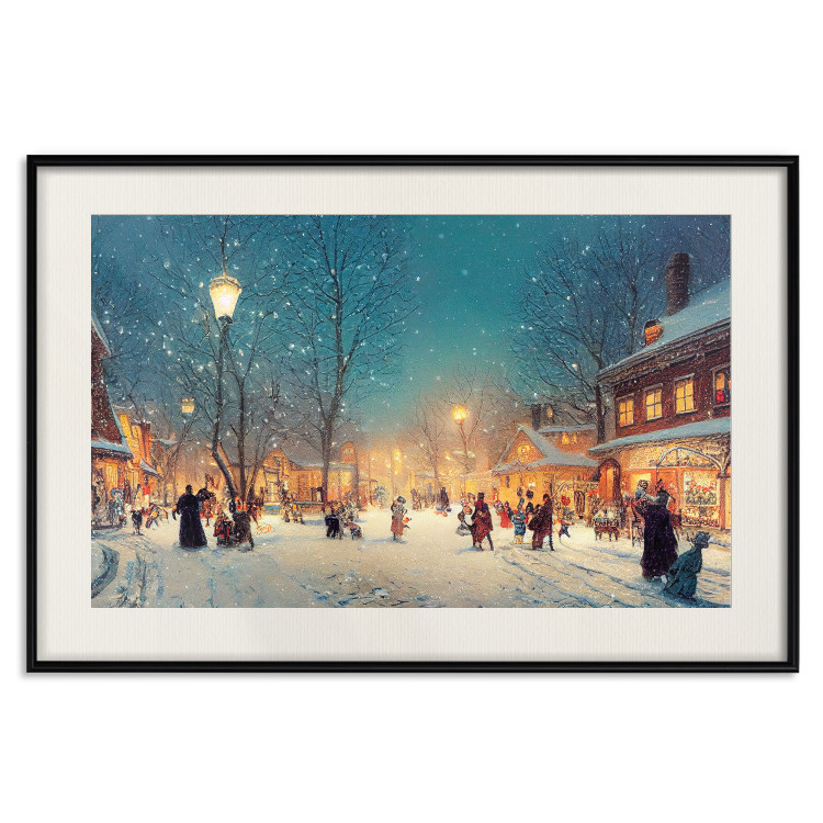 Poster Winter Postcard - A Snowy Street Lit up With Retro Lanterns 151869 additionalImage 25