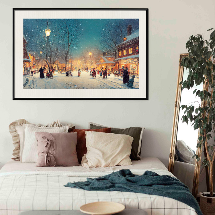 Poster Winter Postcard - A Snowy Street Lit up With Retro Lanterns 151869 additionalImage 17