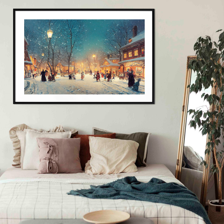 Poster Winter Postcard - A Snowy Street Lit up With Retro Lanterns 151869 additionalImage 19