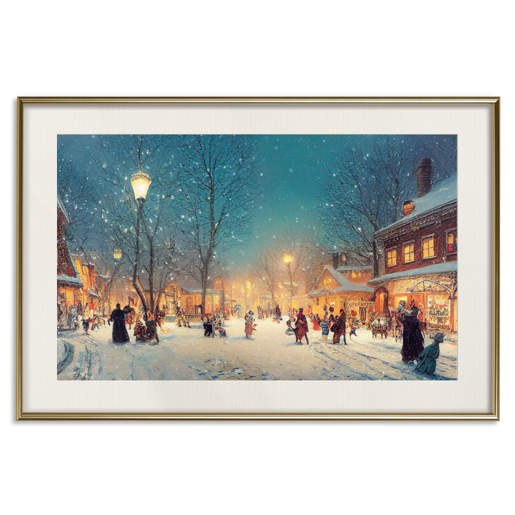 Poster Winter Postcard - A Snowy Street Lit up With Retro Lanterns 151869 additionalImage 27