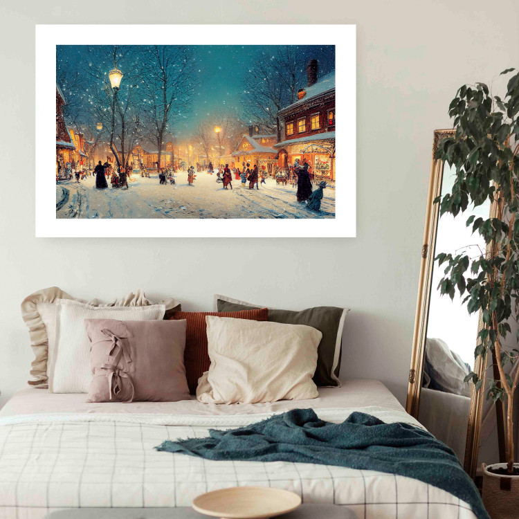 Poster Winter Postcard - A Snowy Street Lit up With Retro Lanterns 151869 additionalImage 12