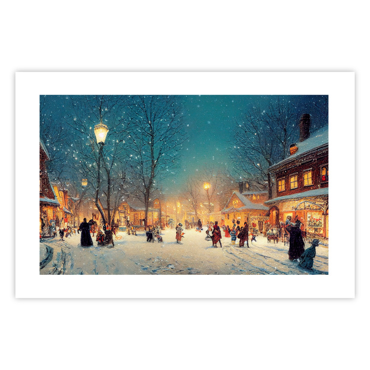 Poster Winter Postcard - A Snowy Street Lit up With Retro Lanterns 151869 additionalImage 26