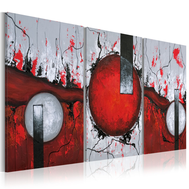 Canvas Print Fire (3-piece) - Fiery abstraction with gray and red balls 48069 additionalImage 2