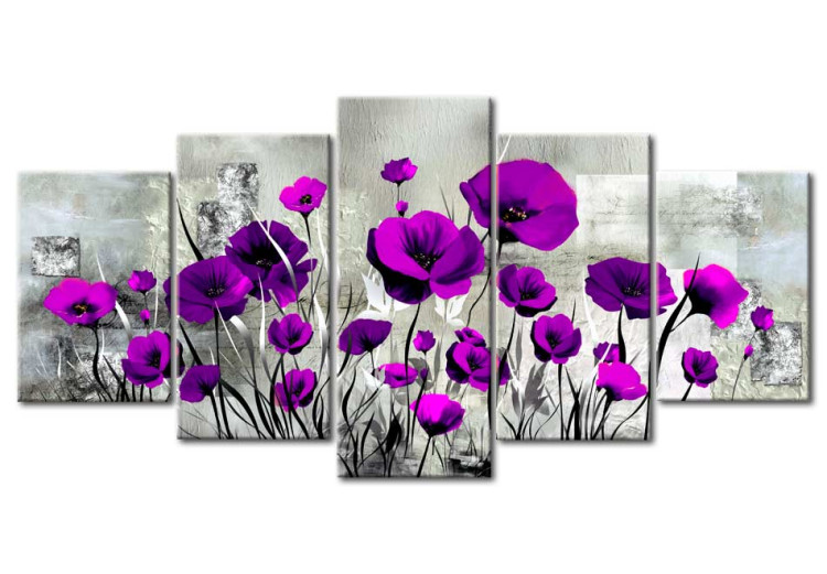 Canvas Art Print Meadow: Purple Poppies 50369