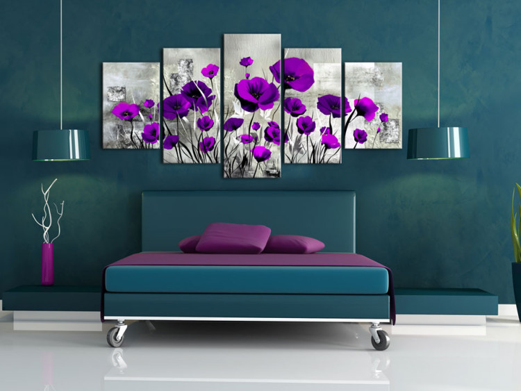 Canvas Art Print Meadow: Purple Poppies 50369 additionalImage 3