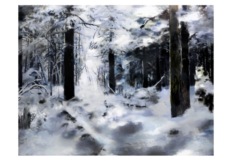 Wall Mural Winter Forest - Forest Landscape with Snow-Covered Trees in Subtle Colours 60269 additionalImage 1