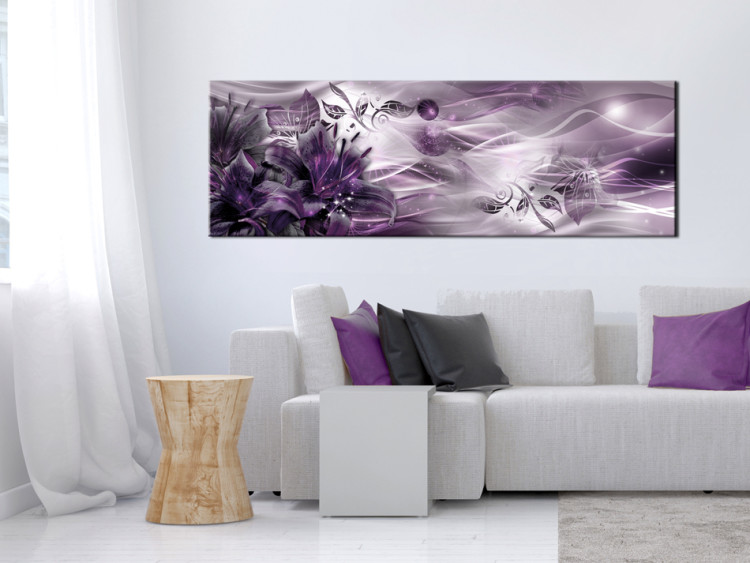 Canvas Amethyst Constellation (1-piece) - Purple Abstraction with Lilies 92969 additionalImage 3