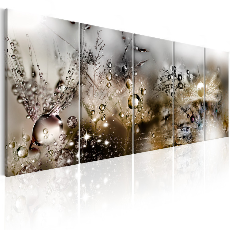 Canvas Art Print Dewy Glow (5-piece) - Floral Composition with Beige Dandelions 105179 additionalImage 2