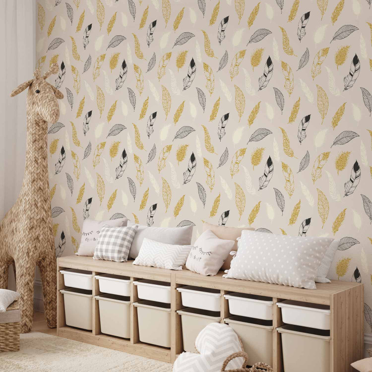 Modern Wallpaper Golden Feathers 108479 additionalImage 4