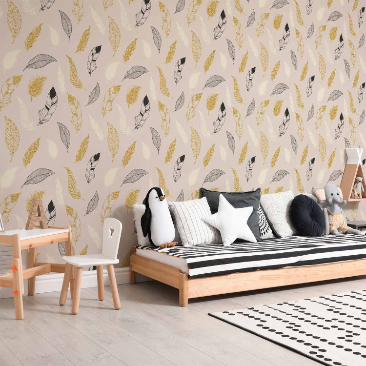 Modern Wallpaper Golden Feathers 108479 additionalImage 9