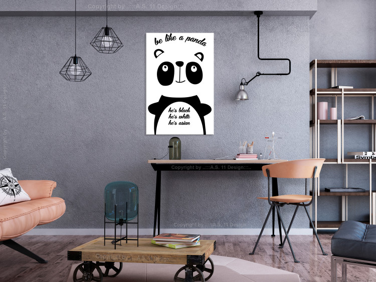 Canvas Art Print Wise Panda (1-part) - Graphic Design with English Text 114779 additionalImage 3