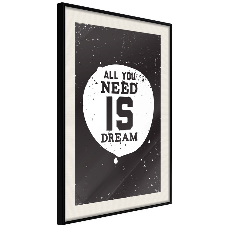 Wall Poster All you need is dream - black and white composition with an English quote 115079 additionalImage 3