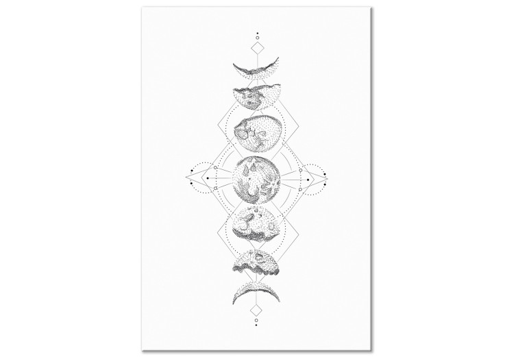 Canvas Print Moon phases - black and white motif with geometric elements 117279