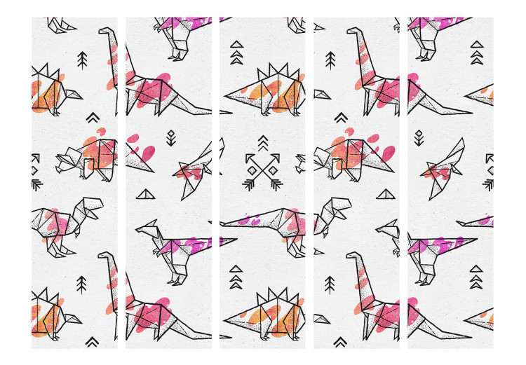 Room Separator Origami Dinosaurs II - fanciful animals with colorful filling 117379 additionalImage 3