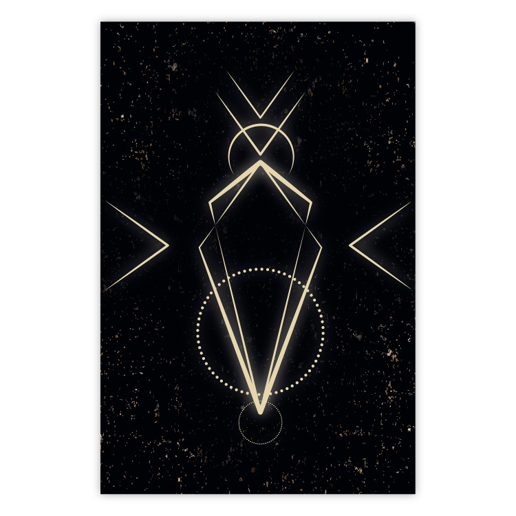 Wall Poster Metaphysical Symbol - geometric gold composition on a black background 117779