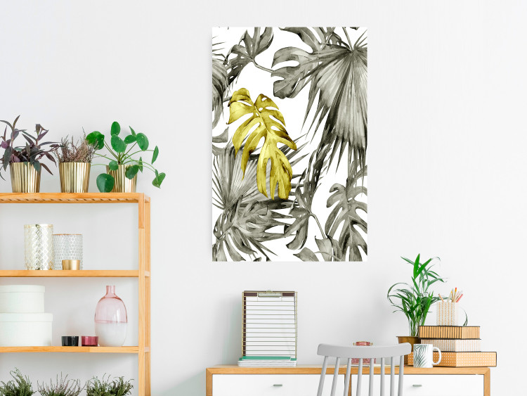 Wall Poster Golden Nature - composition with tropical monstera leaves with a golden touch 118279 additionalImage 17