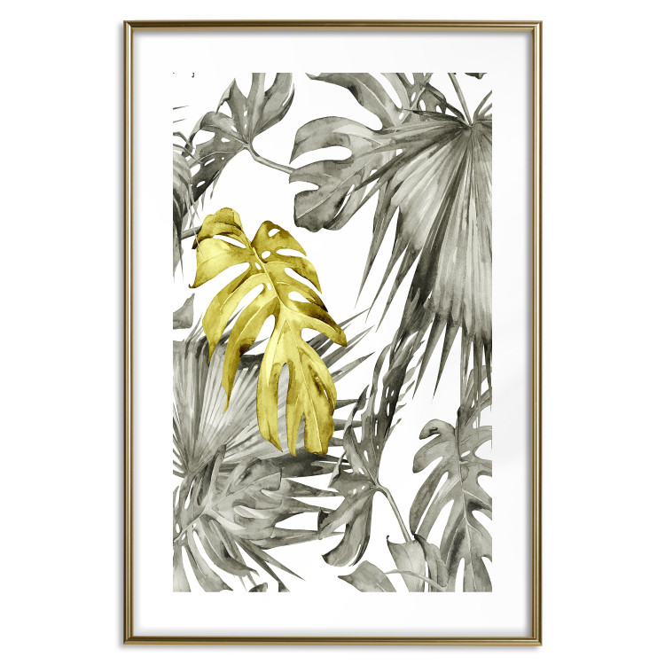 Wall Poster Golden Nature - composition with tropical monstera leaves with a golden touch 118279 additionalImage 14