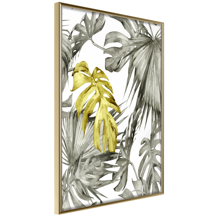 Wall Poster Golden Nature - composition with tropical monstera leaves with a golden touch 118279 additionalImage 12