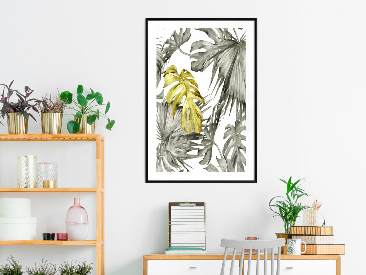 Wall Poster Golden Nature - composition with tropical monstera leaves with a golden touch 118279 additionalImage 4
