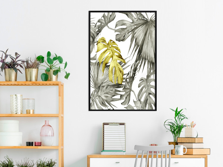 Wall Poster Golden Nature - composition with tropical monstera leaves with a golden touch 118279 additionalImage 3