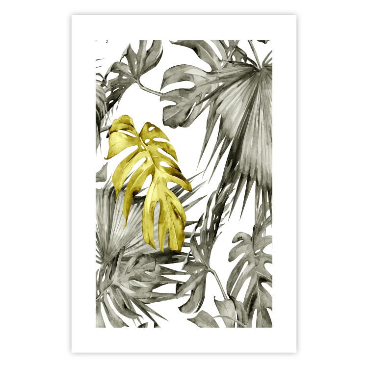 Wall Poster Golden Nature - composition with tropical monstera leaves with a golden touch 118279 additionalImage 19