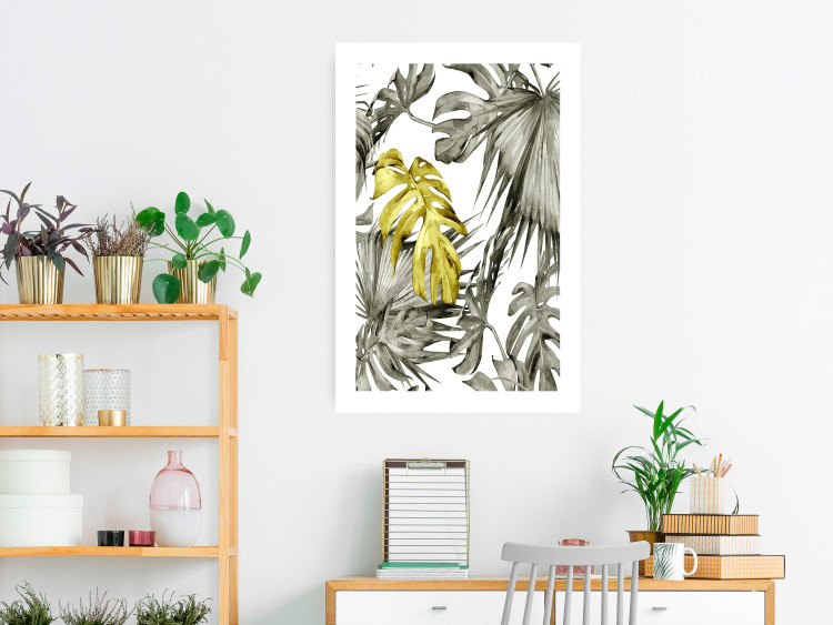 Wall Poster Golden Nature - composition with tropical monstera leaves with a golden touch 118279 additionalImage 2