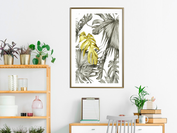 Wall Poster Golden Nature - composition with tropical monstera leaves with a golden touch 118279 additionalImage 13