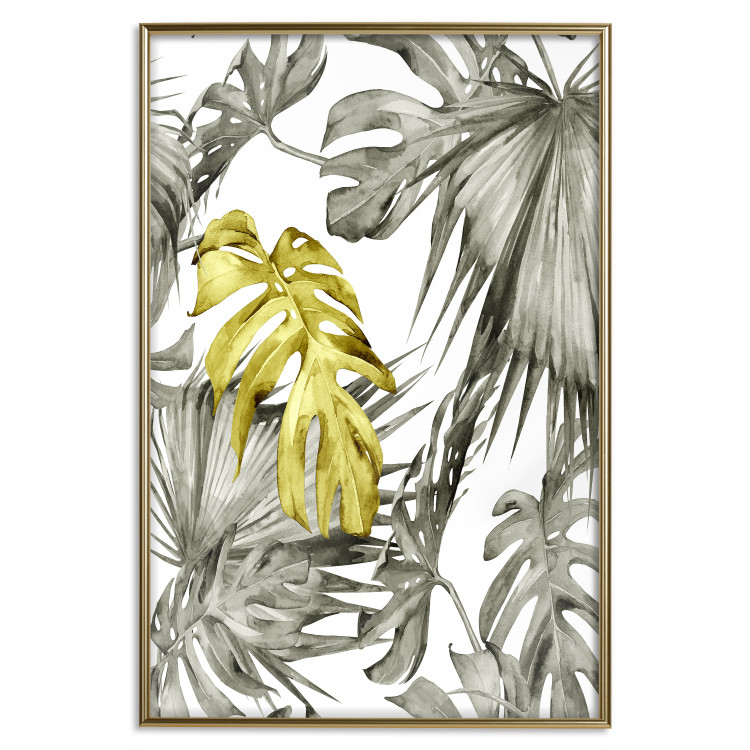 Wall Poster Golden Nature - composition with tropical monstera leaves with a golden touch 118279 additionalImage 16