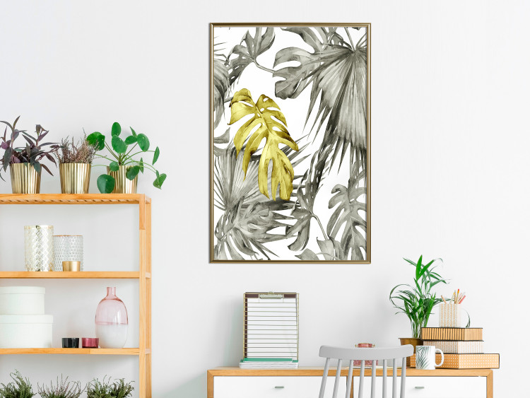 Wall Poster Golden Nature - composition with tropical monstera leaves with a golden touch 118279 additionalImage 5