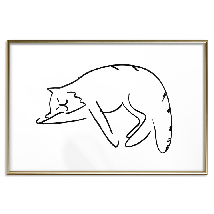 Poster Cat Dreams - black and white minimalist line art with an animal motif 119279 additionalImage 14