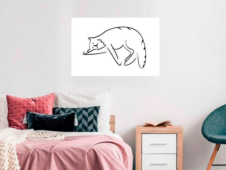 Poster Cat Dreams - black and white minimalist line art with an animal motif 119279 additionalImage 2