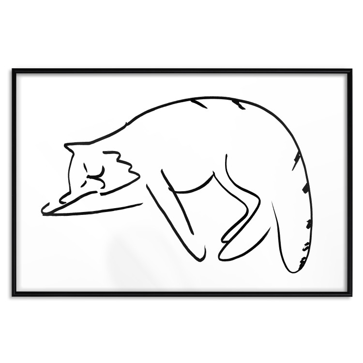 Poster Cat Dreams - black and white minimalist line art with an animal motif 119279 additionalImage 18