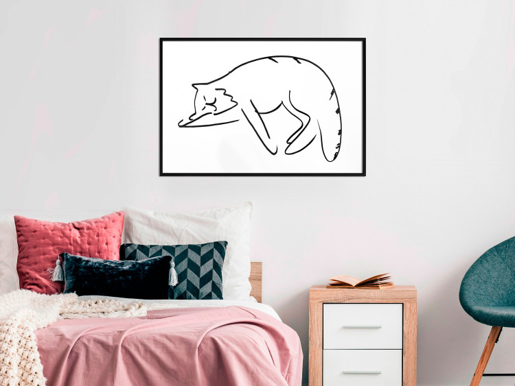 Poster Cat Dreams - black and white minimalist line art with an animal motif 119279 additionalImage 3