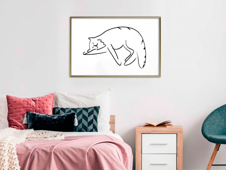 Poster Cat Dreams - black and white minimalist line art with an animal motif 119279 additionalImage 13