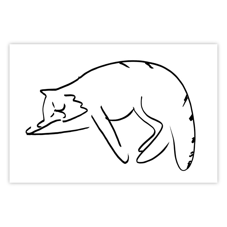Poster Cat Dreams - black and white minimalist line art with an animal motif 119279