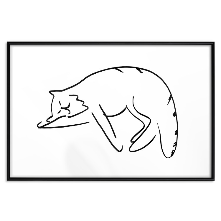 Poster Cat Dreams - black and white minimalist line art with an animal motif 119279 additionalImage 15