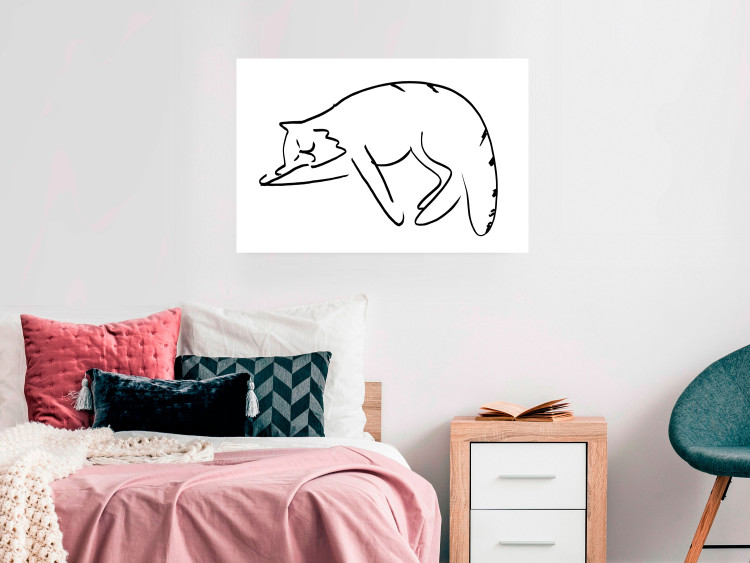Poster Cat Dreams - black and white minimalist line art with an animal motif 119279 additionalImage 17