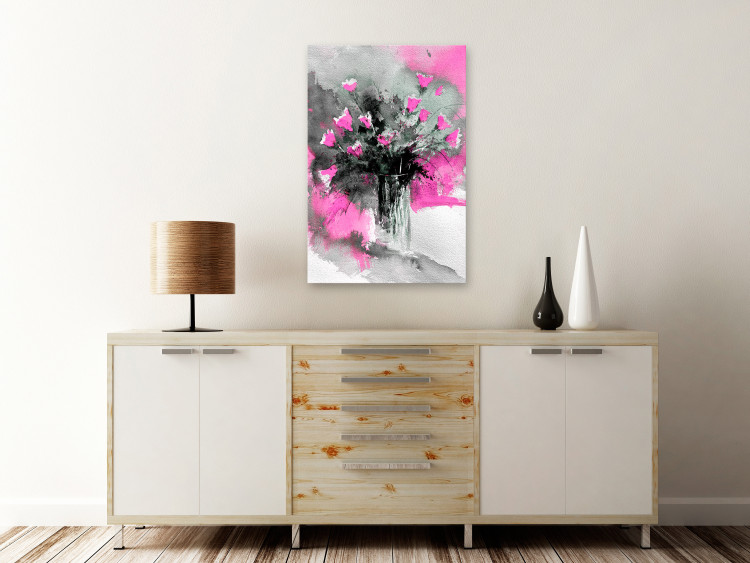 Canvas Art Print Bouquet of flowers in a vase - flowers motif in grey and pink colours 123079 additionalImage 3