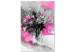 Canvas Art Print Bouquet of flowers in a vase - flowers motif in grey and pink colours 123079