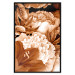 Poster Lilies and Peonies - plant flowers and leaves in sepia motif on black background 123879 additionalThumb 17