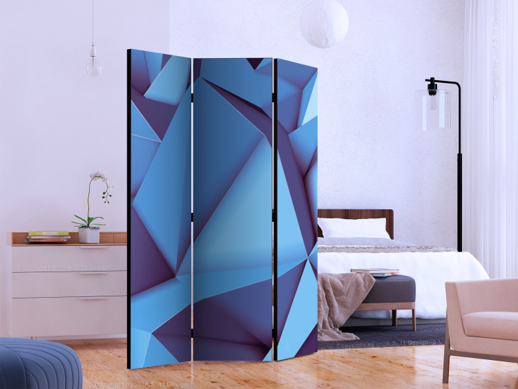 Room Divider Royal Blue (3-piece) - geometric abstraction in 3D form 124079 additionalImage 2