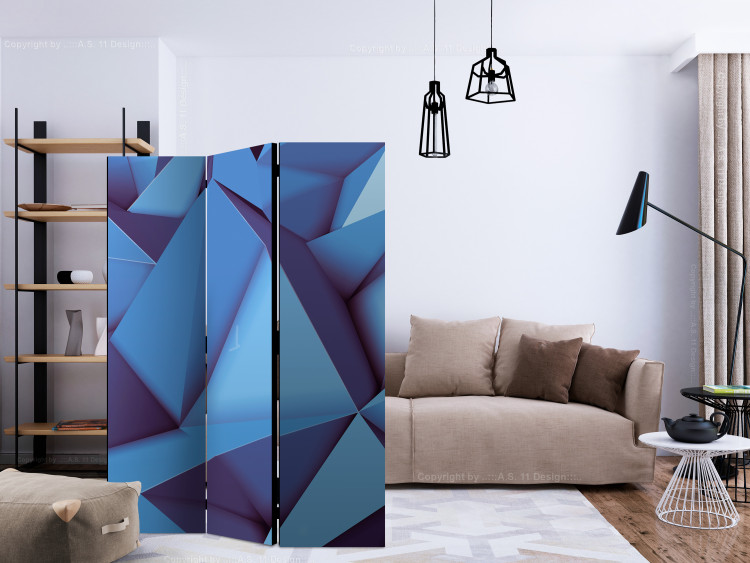 Room Divider Royal Blue (3-piece) - geometric abstraction in 3D form 124079 additionalImage 4