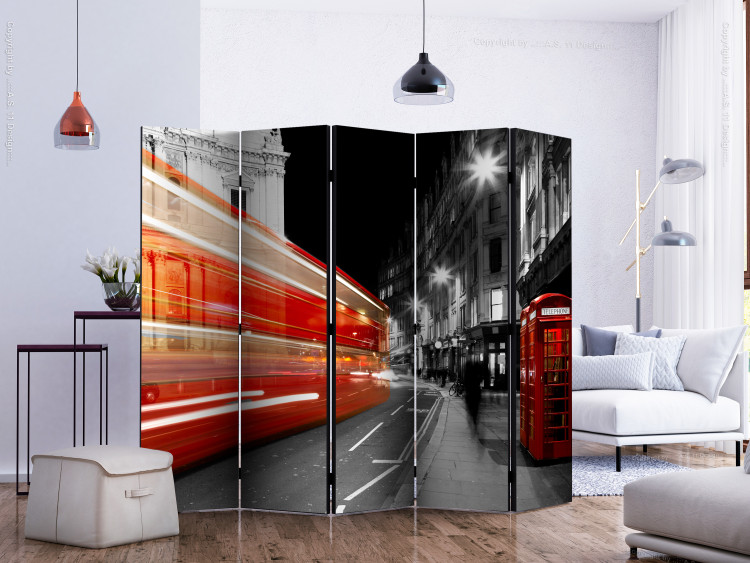 Room Divider Night Fever II (5-piece) - bustling street amidst townhouses 124179 additionalImage 2