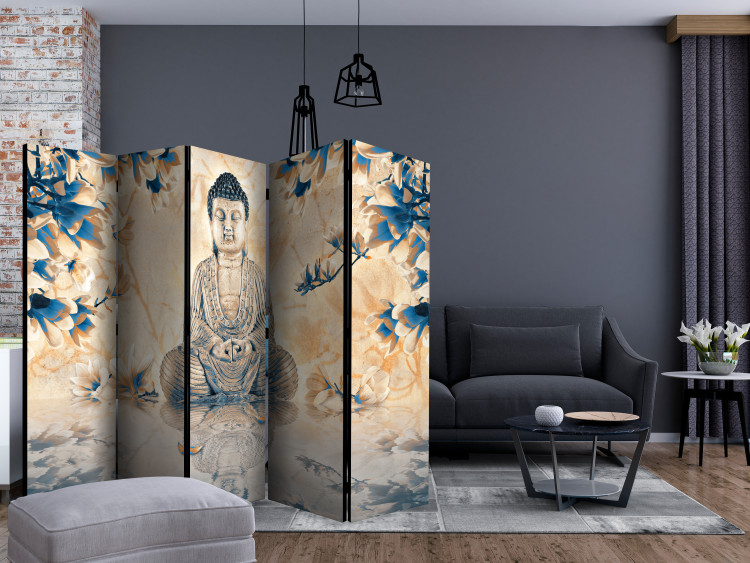 Room Divider Screen Buddha of Prosperity II (5-piece) - statue and magnolias in Zen style 124279 additionalImage 4