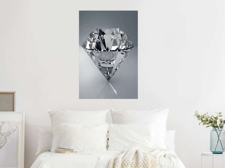 Poster Symbols of Winter - shining diamond-shaped crystal on gray background 124479 additionalImage 17