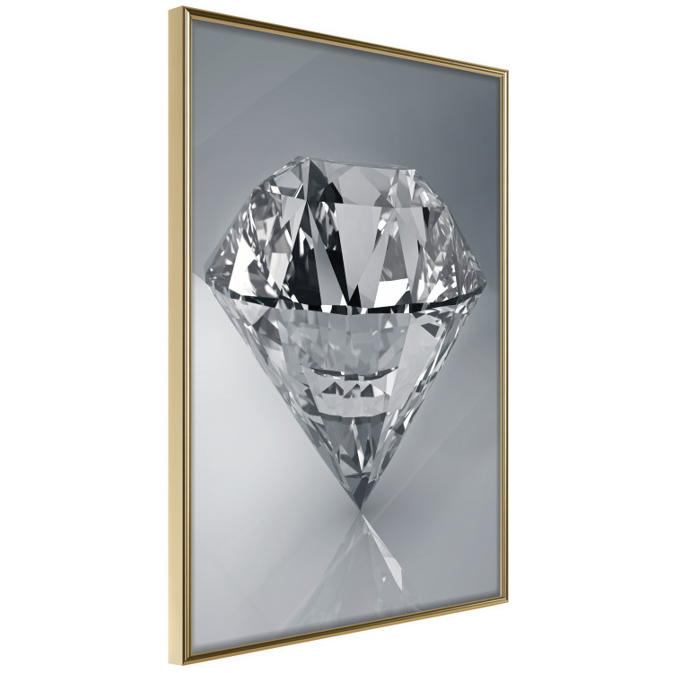 Poster Symbols of Winter - shining diamond-shaped crystal on gray background 124479 additionalImage 12