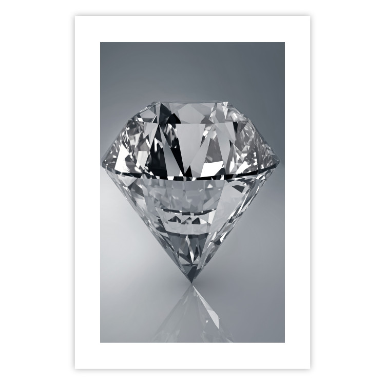 Poster Symbols of Winter - shining diamond-shaped crystal on gray background 124479 additionalImage 19